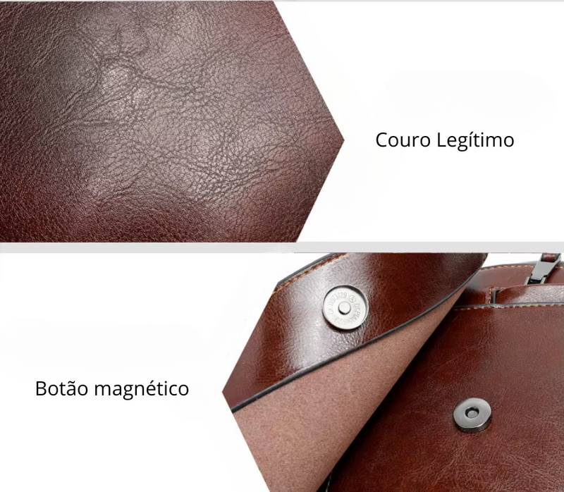 Mochila de Couro Legítimo 2 em 1